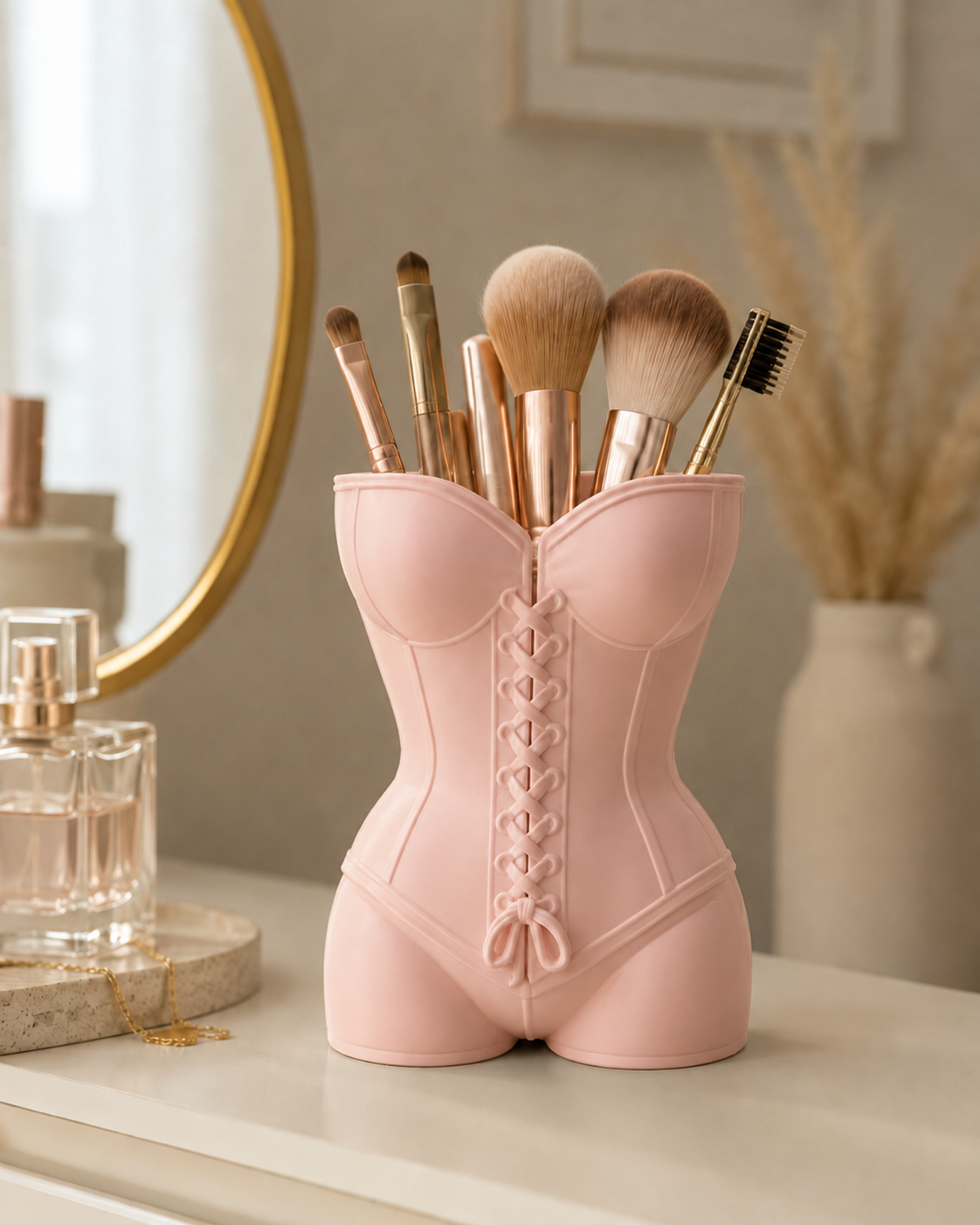 Pot à pinceaux de maquillage corset