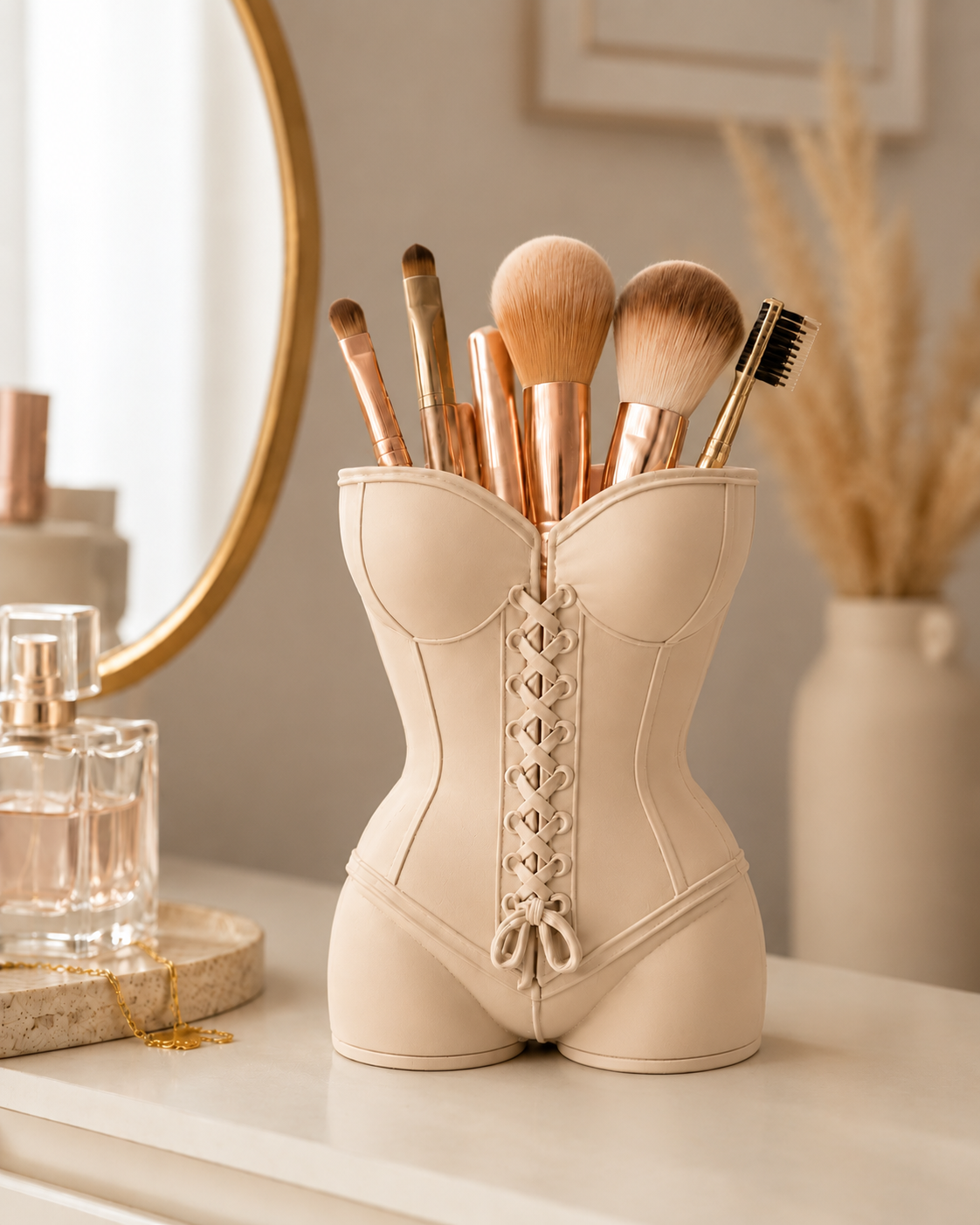 Pot à pinceaux de maquillage corset