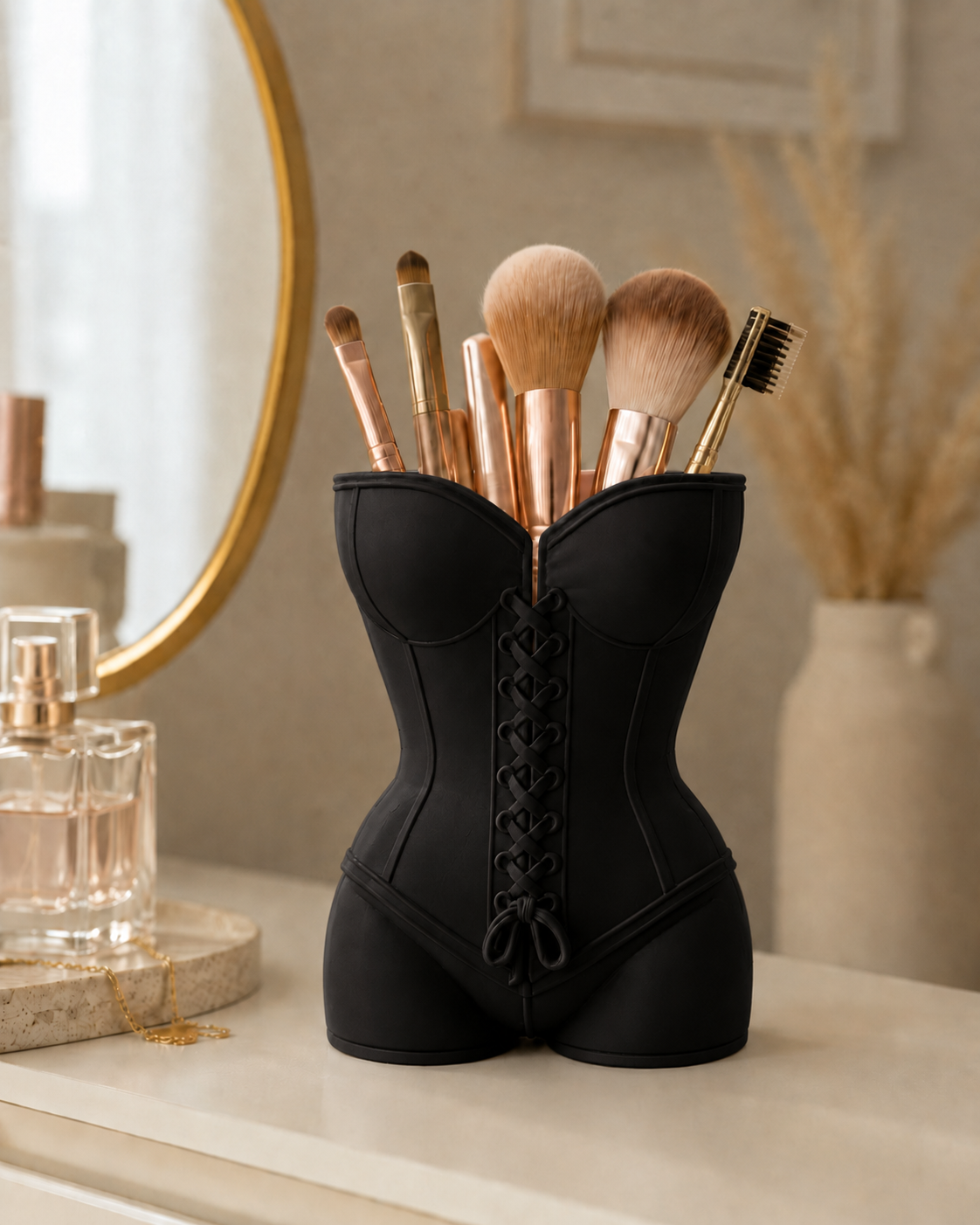 Pot à pinceaux de maquillage corset