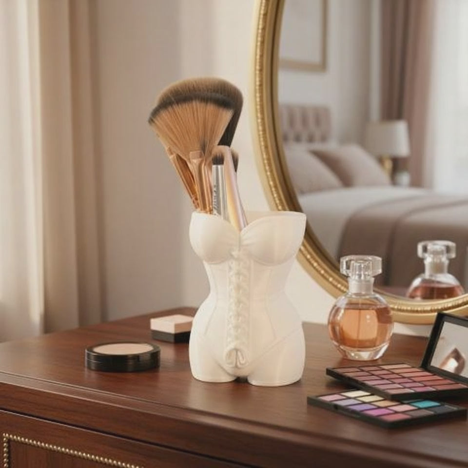 Pot à pinceaux de maquillage corset
