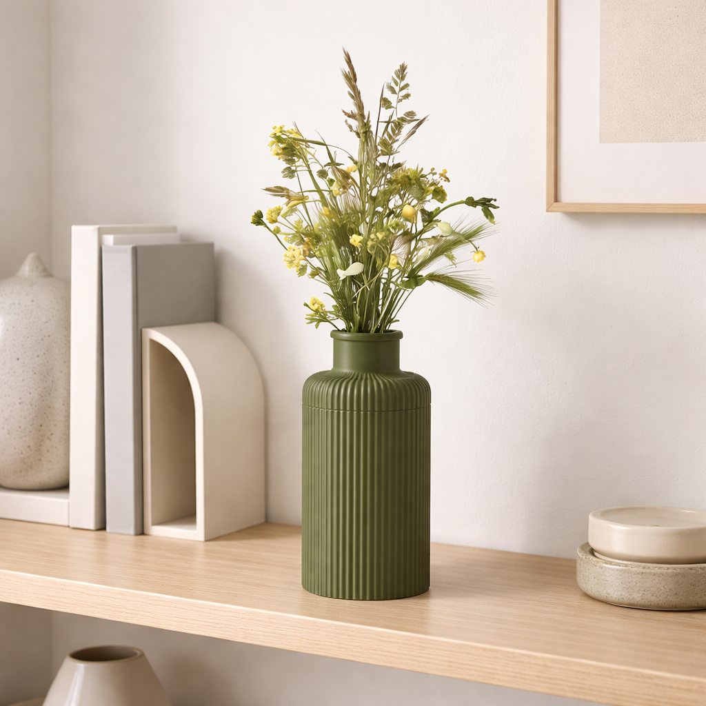 Vase Design Cannelé – Pot de Fleur Dévissable Décoratif