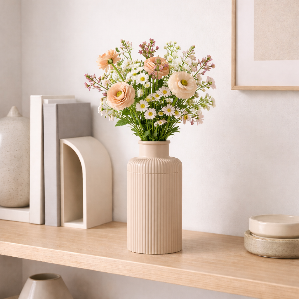Vase Design Cannelé – Pot de Fleur Dévissable Décoratif