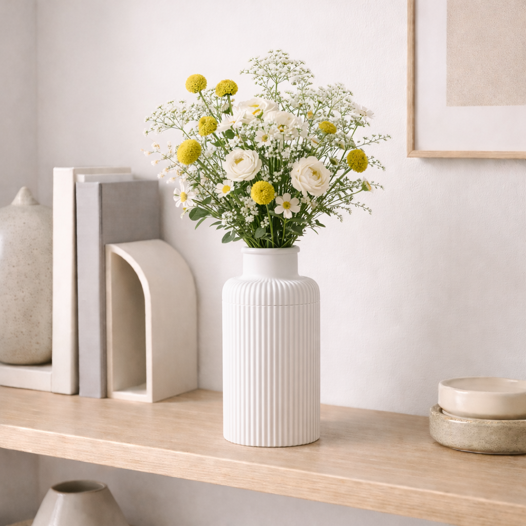 Vase Design Cannelé – Pot de Fleur Dévissable Décoratif