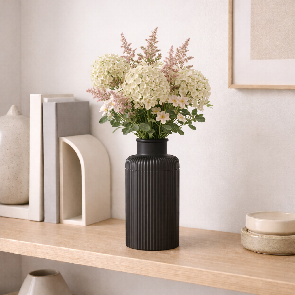 Vase Design Cannelé – Pot de Fleur Dévissable Décoratif